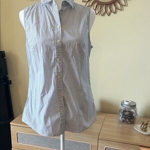 Banana Republic Blue and White Striped Button Down Shirt